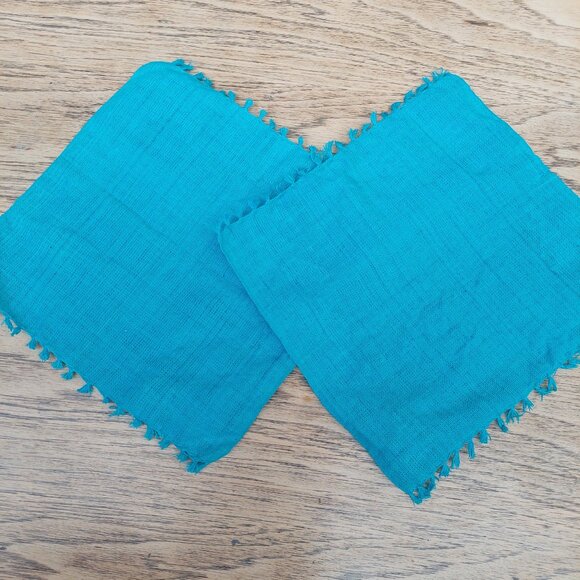 Set of two small blue linen mats - Picture 6 of 8